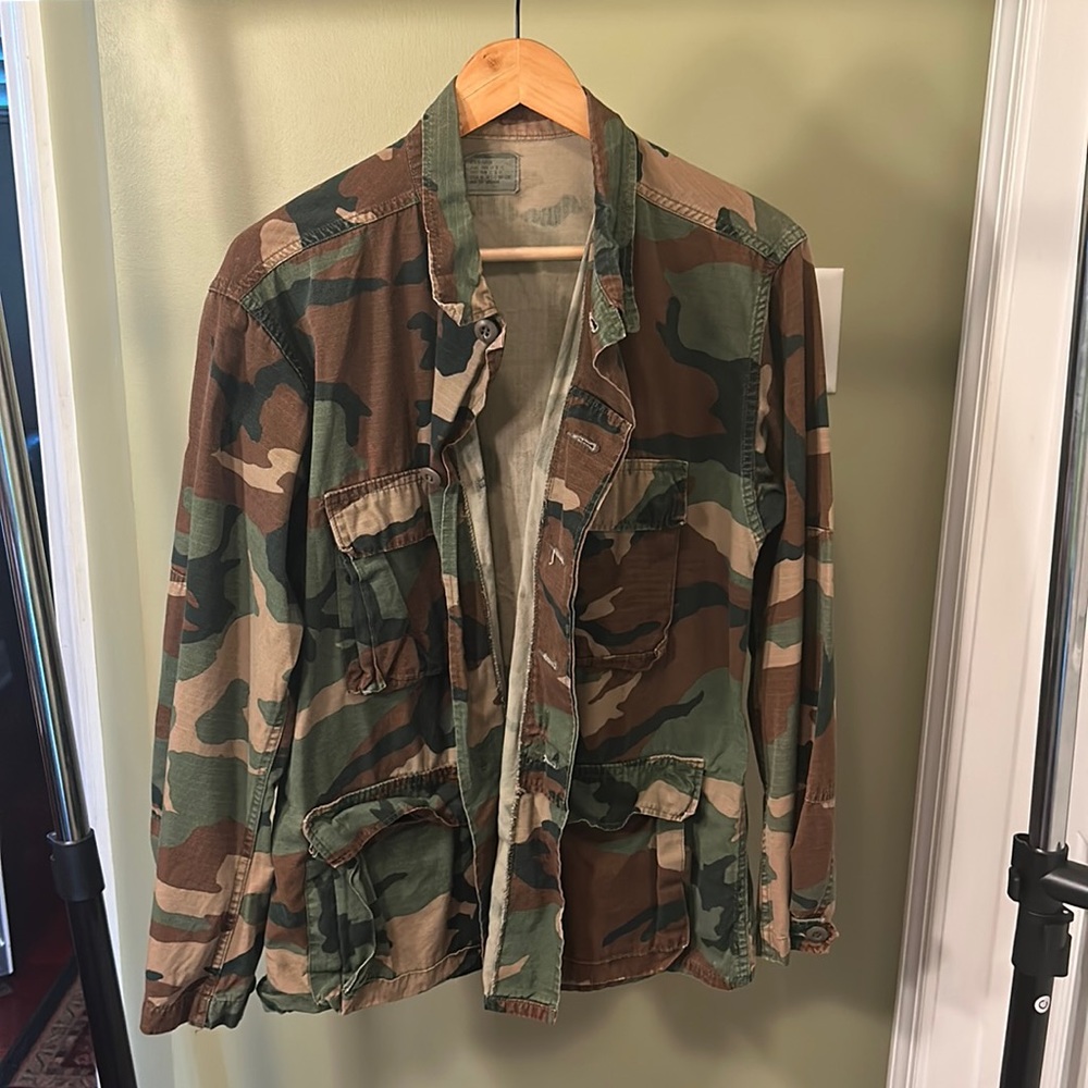 Army camp print utility jacket